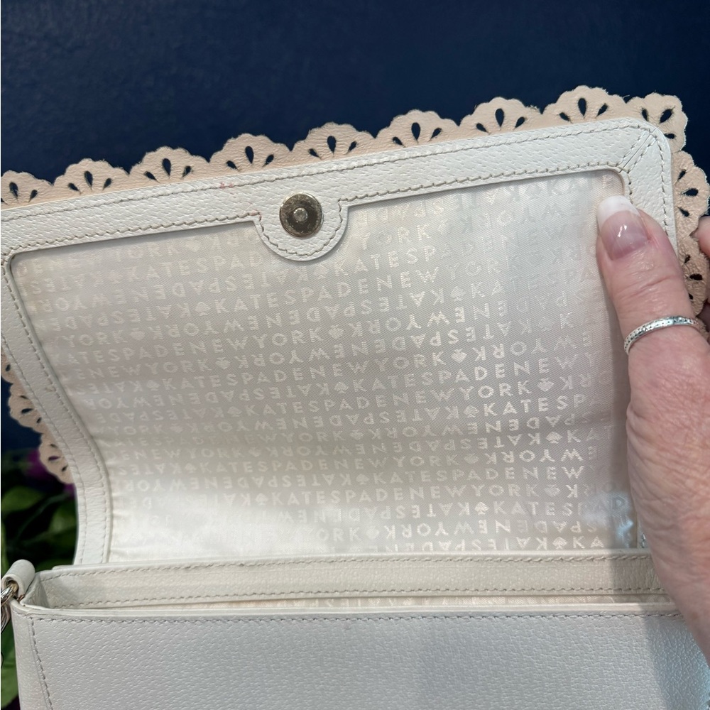 Kate Spade NY Ivory Scalloped Lace Detail Crossbody - Picture 4 of 7